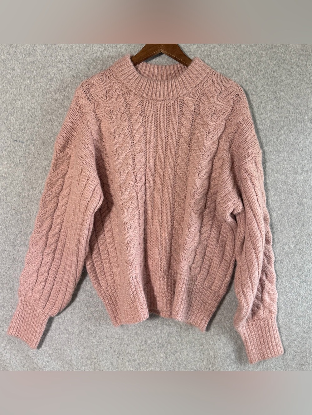 a new day Blush Cable Knit Crewneck Sweater XL